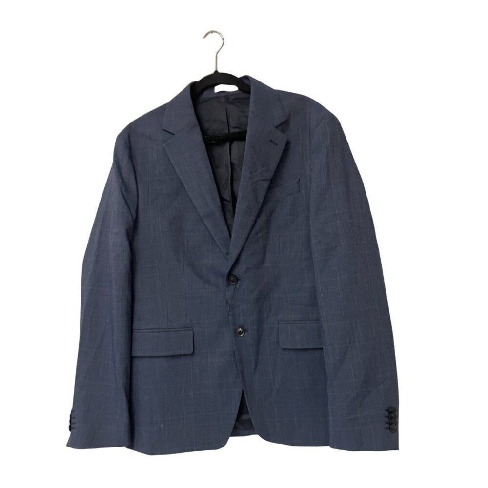 Zara Men Blazer Suit Jacket EU 50 US 40 Blue Windowpane Classic 4501/288 NWOT